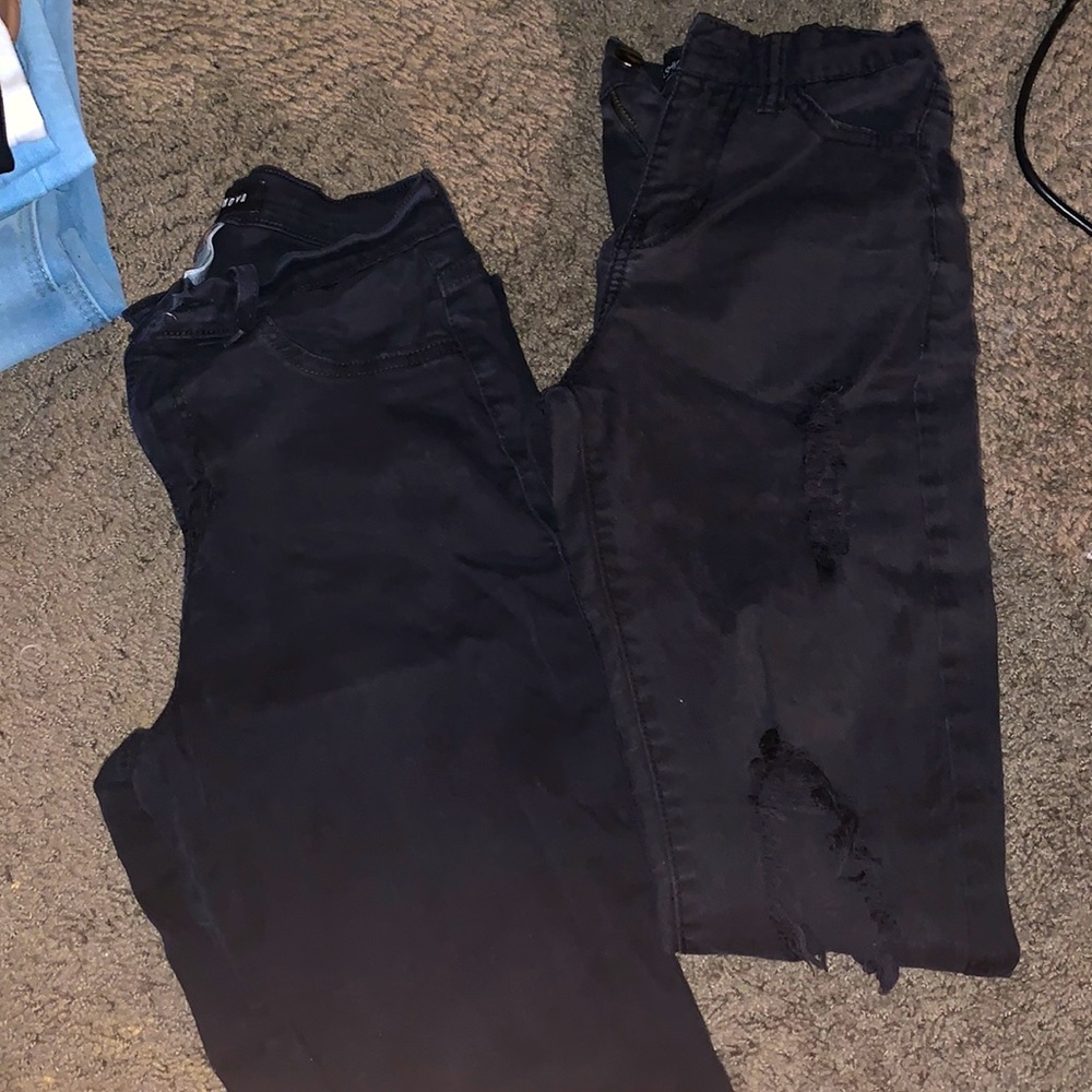Two black ripped jeans from Fashion nova stretch and skinny jeans